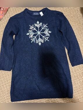 The Children's Place size 4T Navy Sparkle Snowflake Crewneck Sweater dress